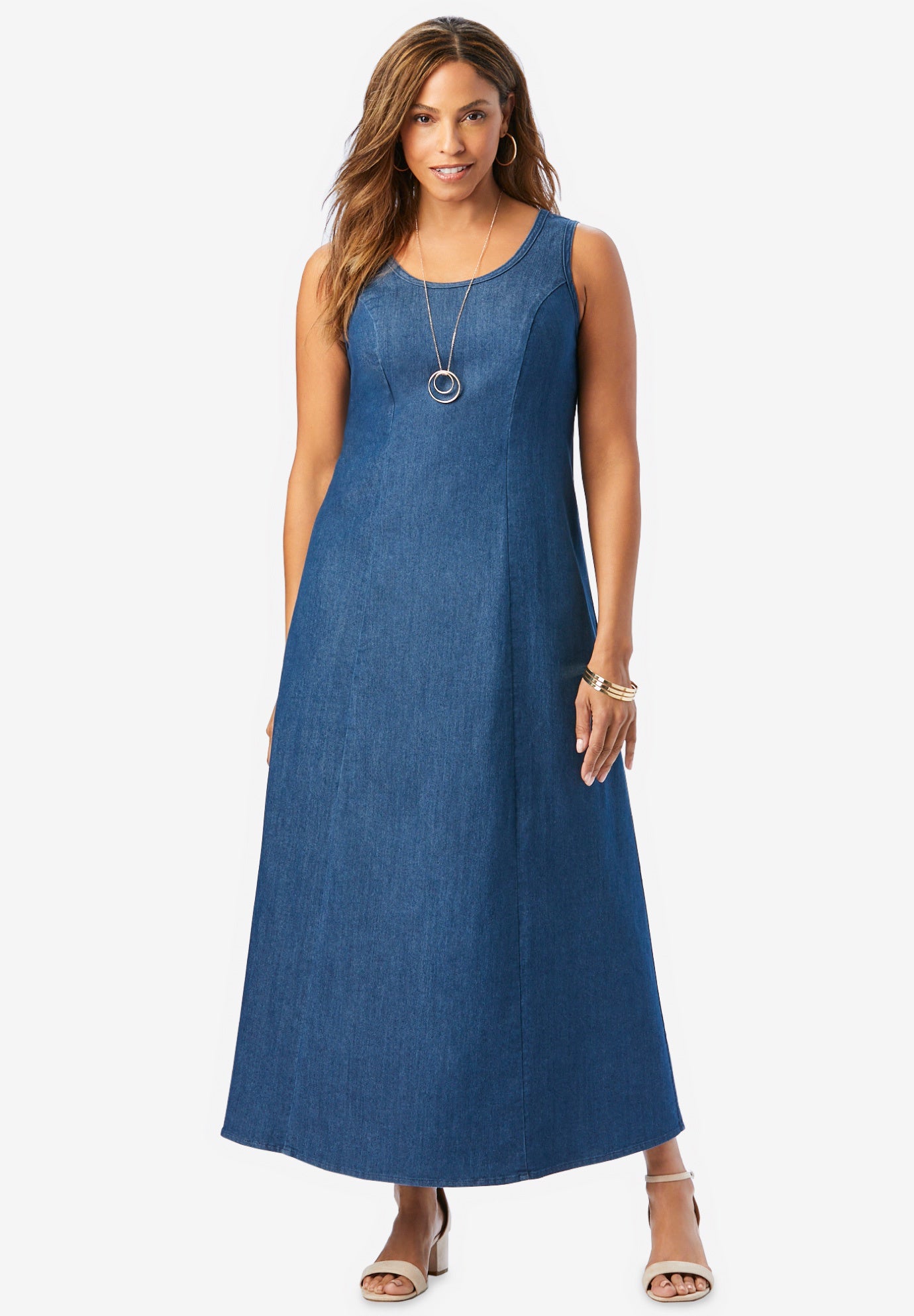 Runim Chic Cutaway Denim Maxi Dress