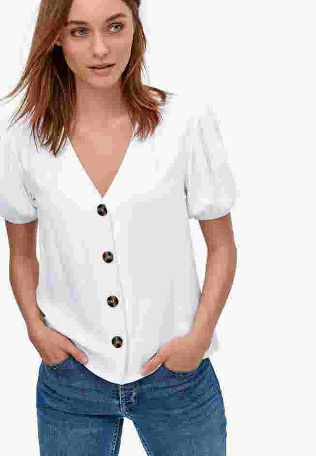 Contrast Button-Front Blouse image number 2