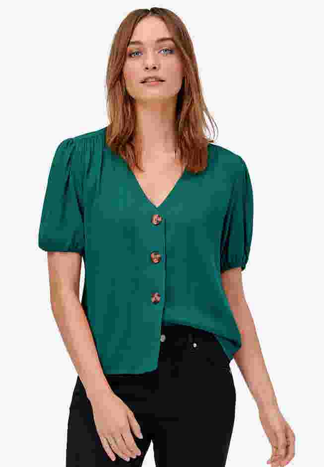 Contrast Button-Front Blouse image number 0