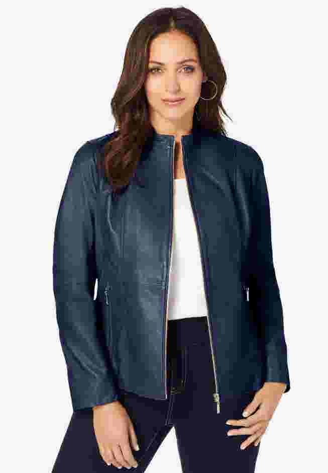 Zip Front Leather Jacket image number 0