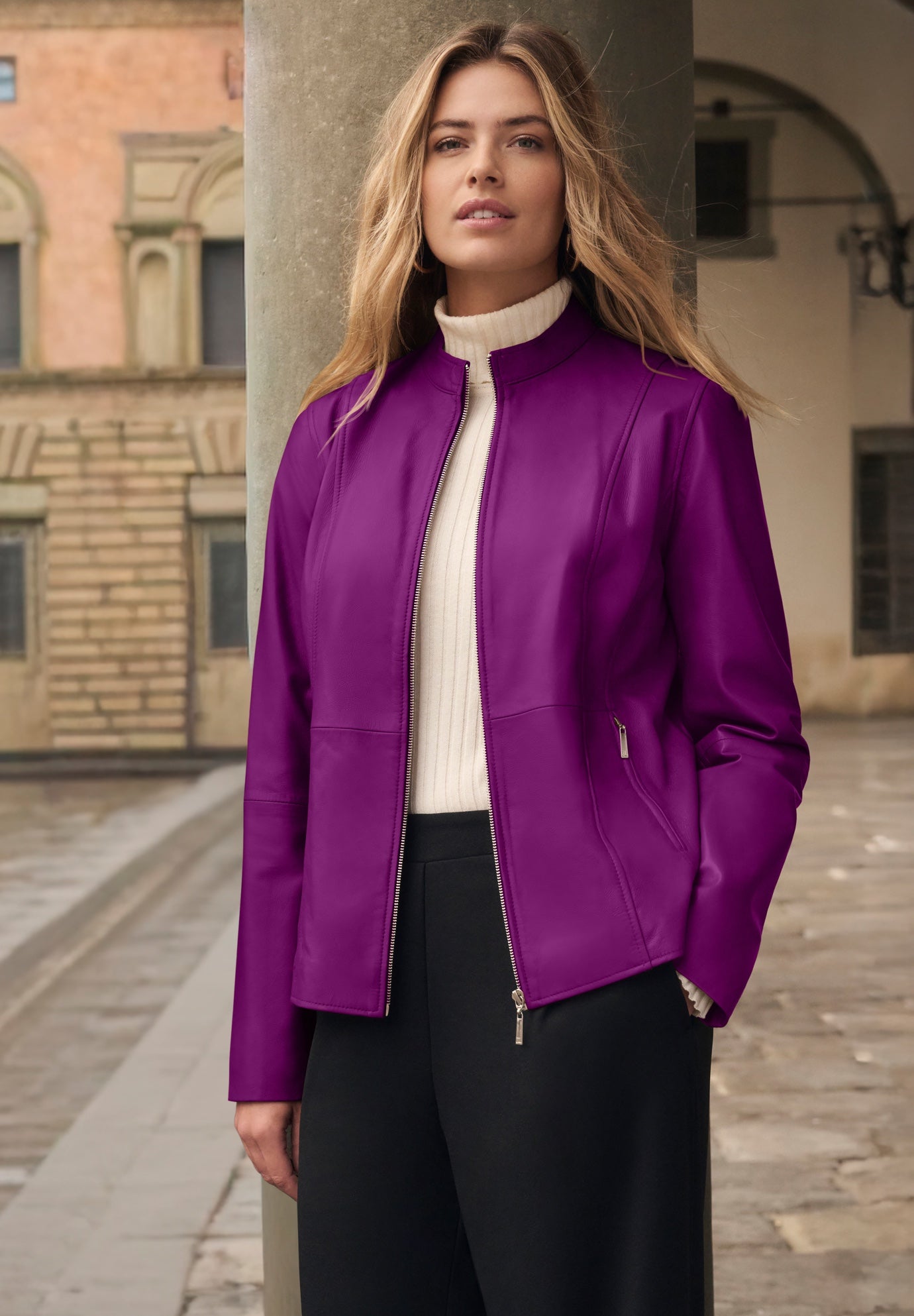 Zip Front Leather Jacket image number 0
