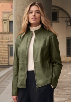 Zip Front Leather Jacket