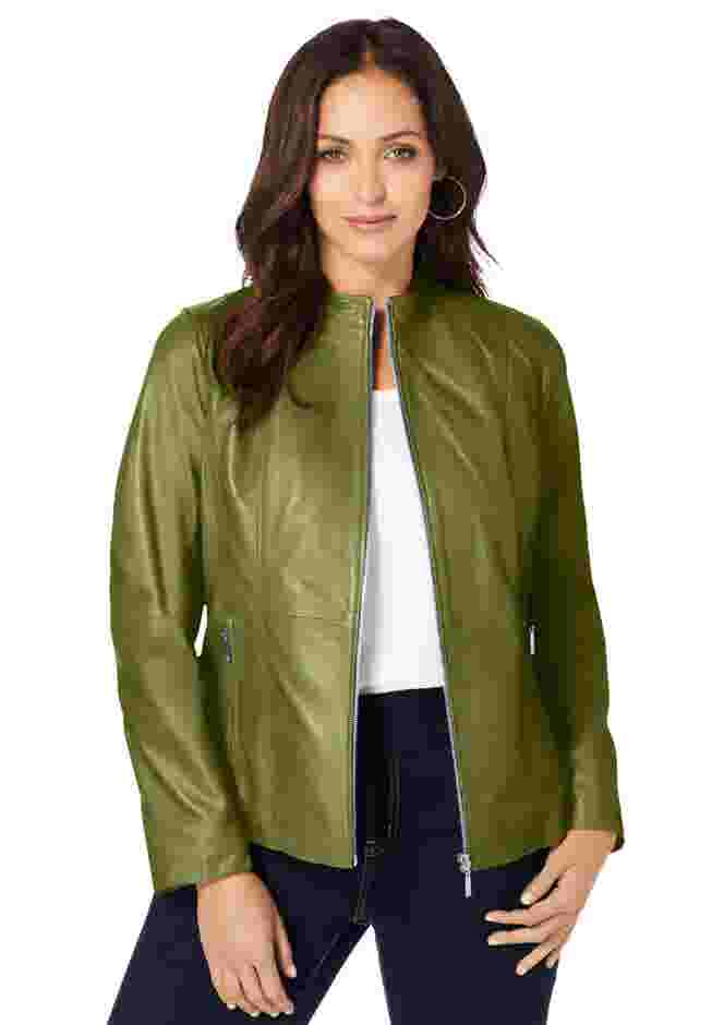 Zip Front Leather Jacket image number 0