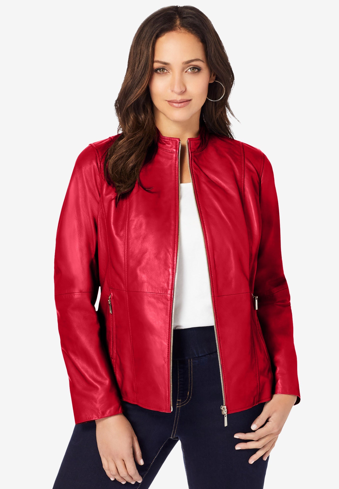 Zip Front Leather Jacket image number 0