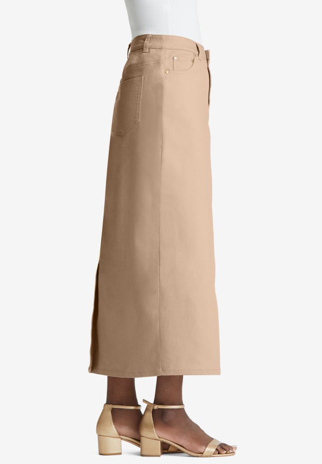 True Fit Stretch Denim Midi Skirt image number 1