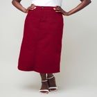 True Fit Stretch Denim Midi Skirt image number null