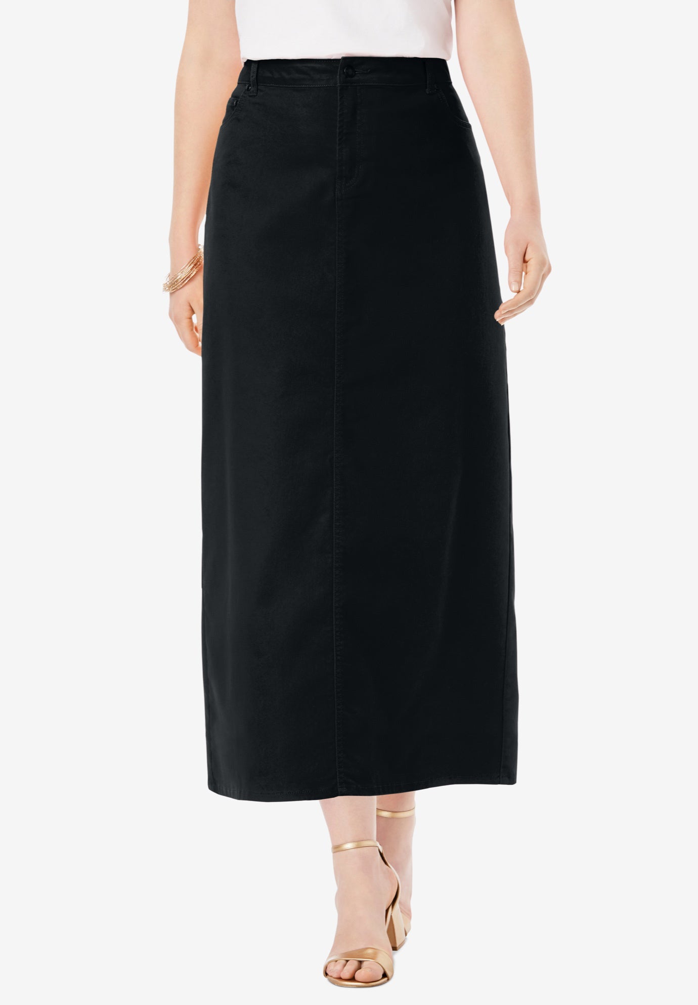 True Fit Stretch Denim Midi Skirt image number 0
