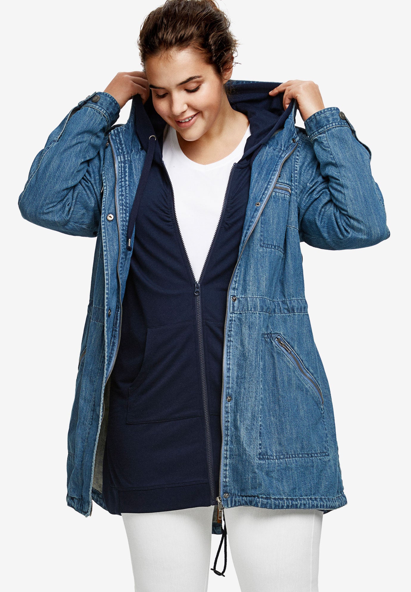 Hooded Anorak Denim Jacket image number 3