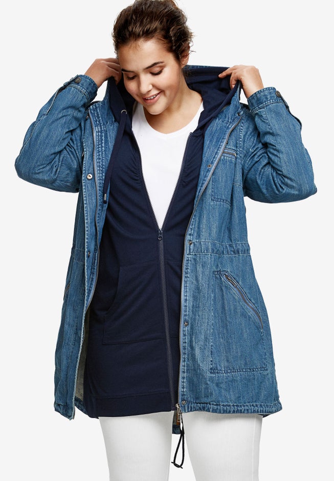 Hooded Anorak Denim Jacket image number 3