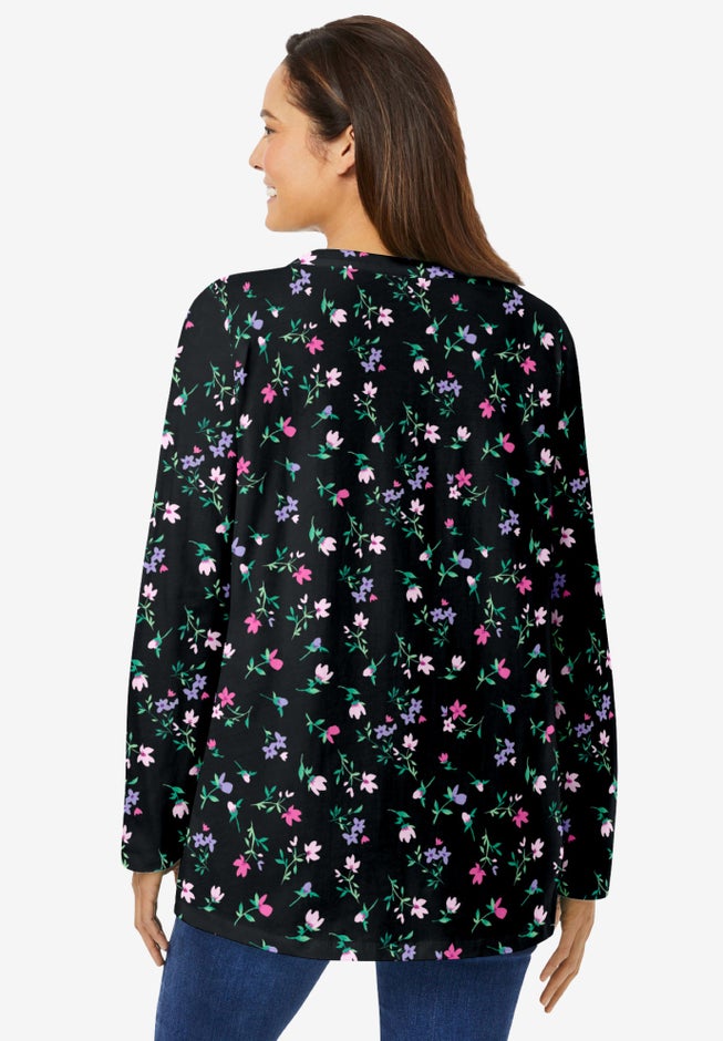 Perfect Printed Long-Sleeve Crewneck Tee image number 1