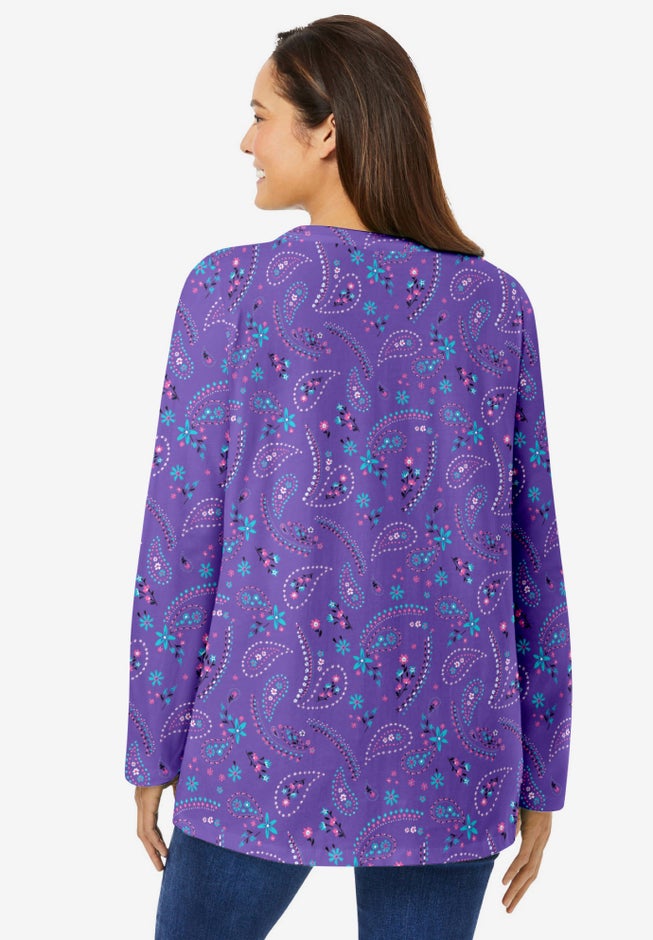 Perfect Printed Long-Sleeve Crewneck Tee image number 1