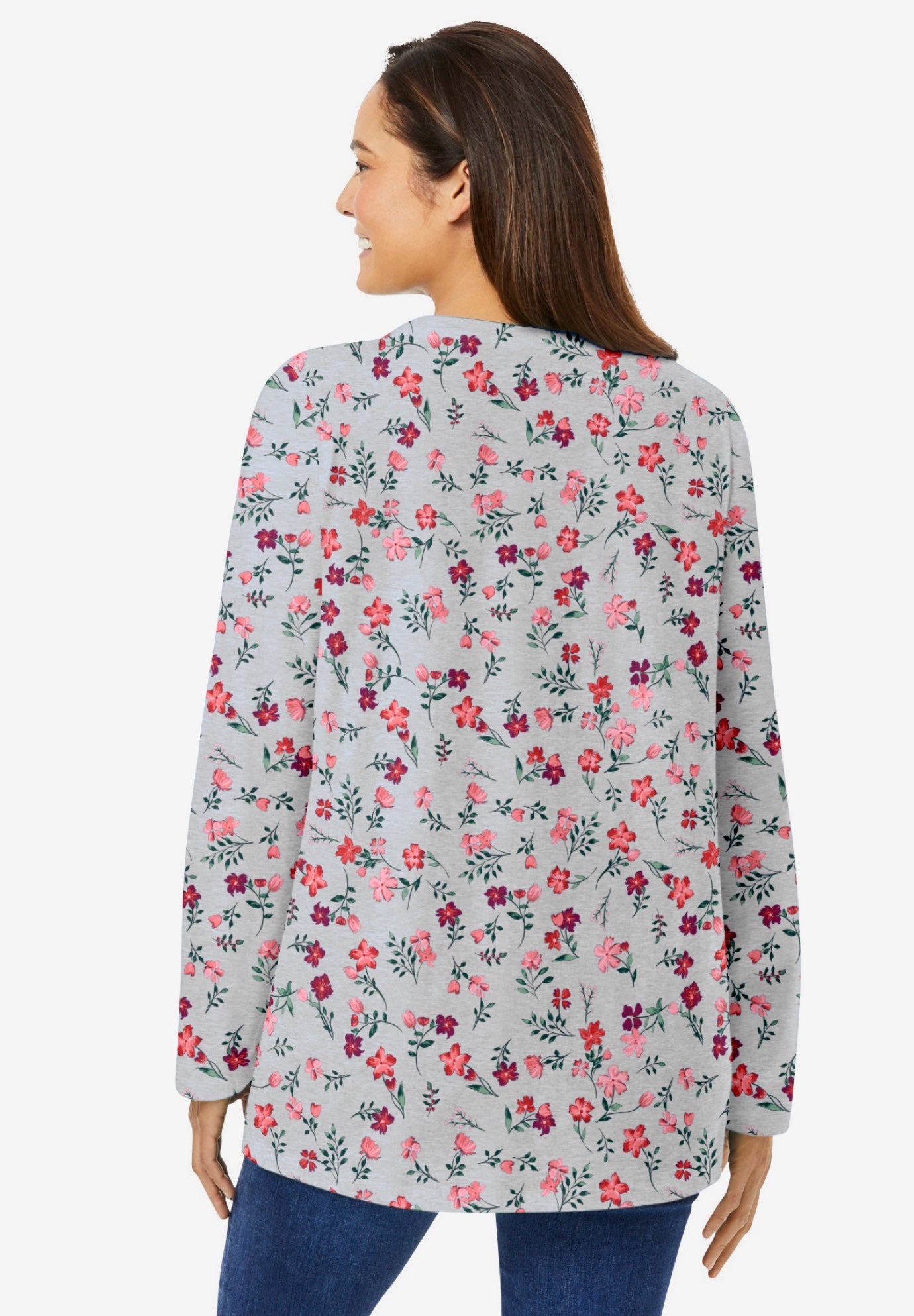 Perfect Printed Long-Sleeve Crewneck Tee image number 1