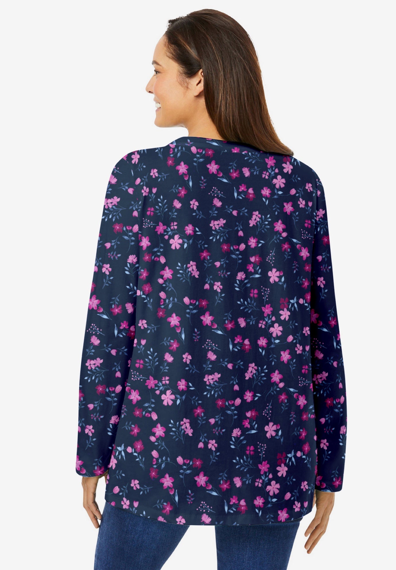 Perfect Printed Long-Sleeve Crewneck Tee image number 1