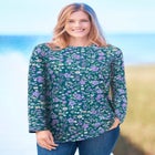 Perfect Printed Long-Sleeve Crewneck Tee image number null