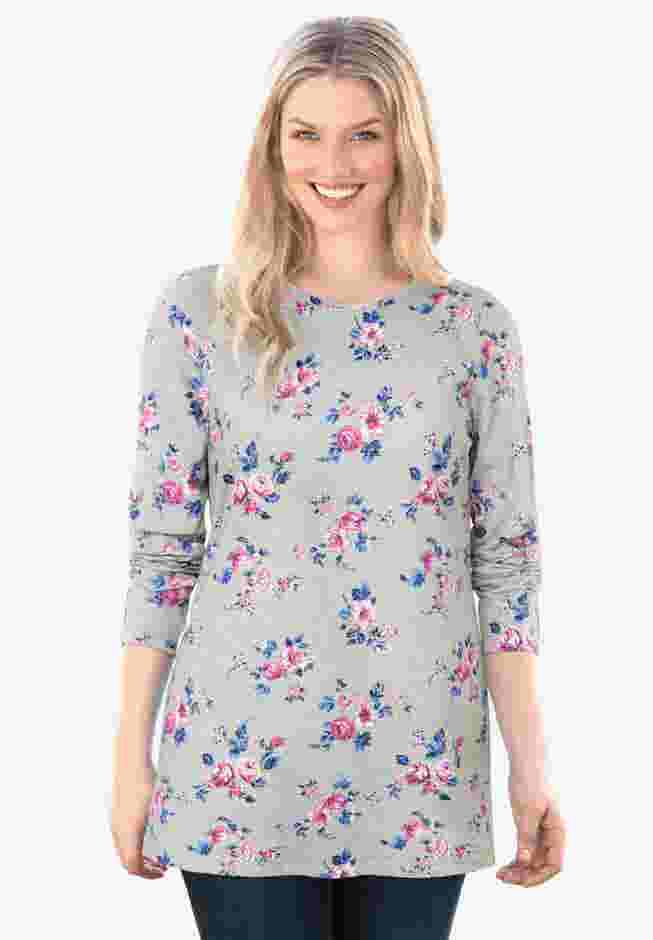 Perfect Printed Long-Sleeve Crewneck Tee image number 0