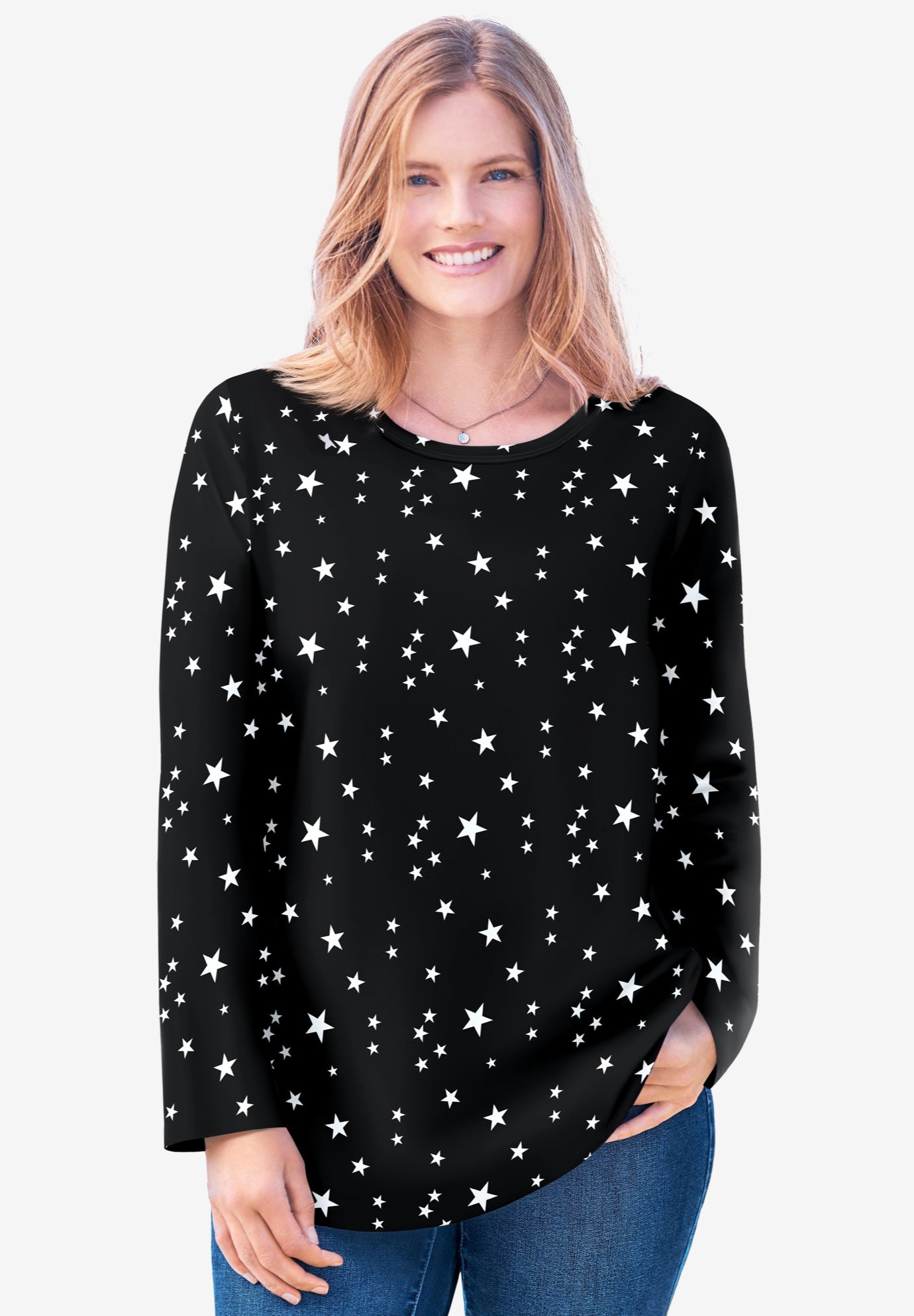 Perfect Printed Long-Sleeve Crewneck Tee image number 0