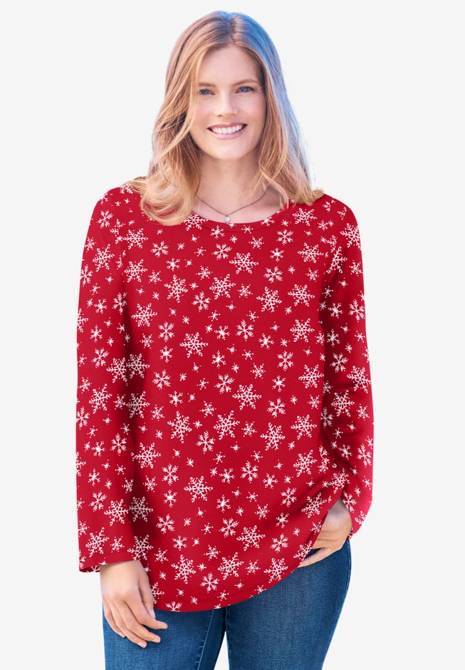 Perfect Printed Long-Sleeve Crewneck Tee image number 0