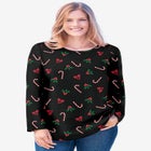 Perfect Printed Long-Sleeve Crewneck Tee image number null