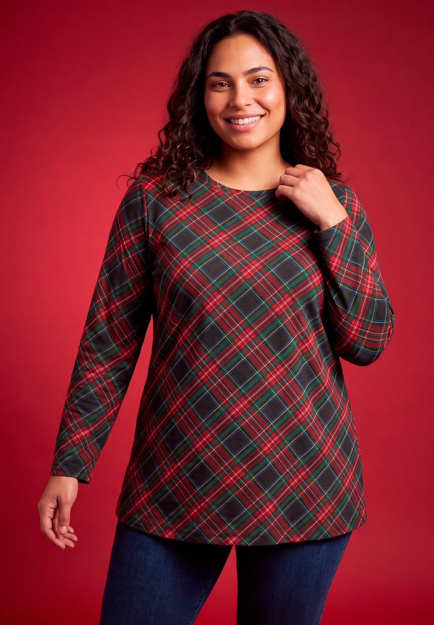 Perfect Printed Long-Sleeve Crewneck Tee image number 0