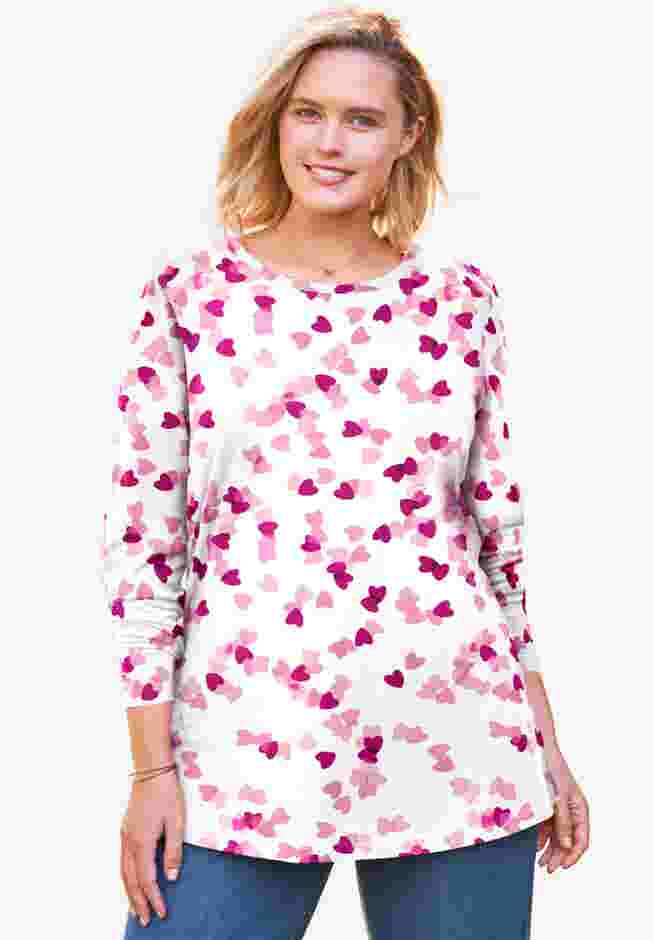 Perfect Printed Long-Sleeve Crewneck Tee image number 0