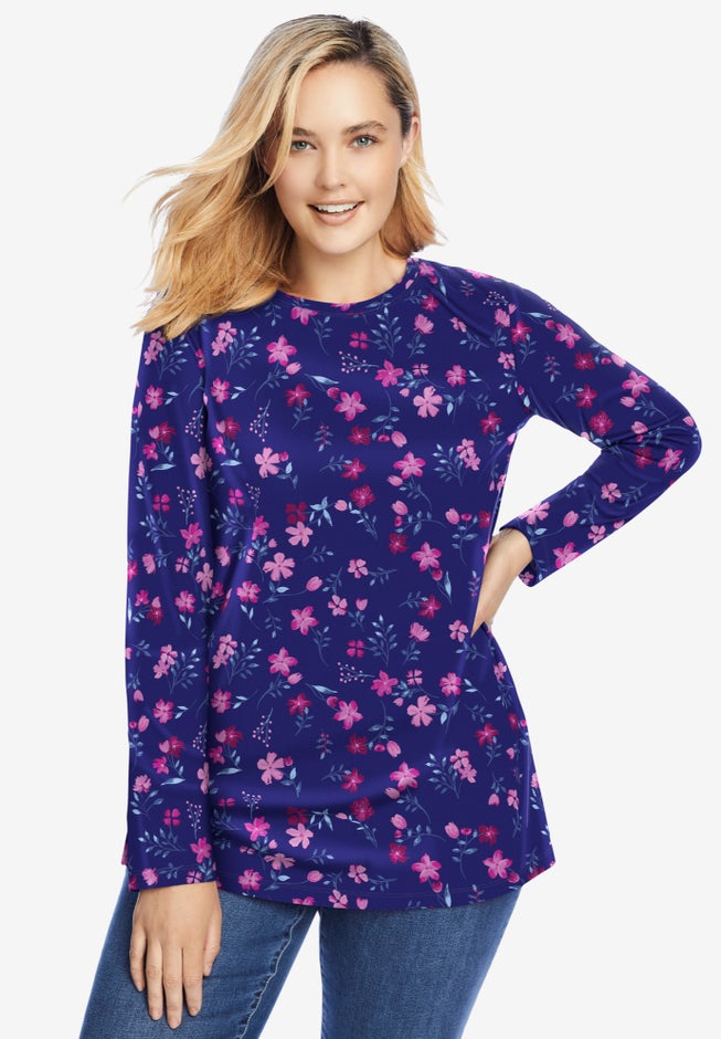 Perfect Printed Long-Sleeve Crewneck Tee image number 0