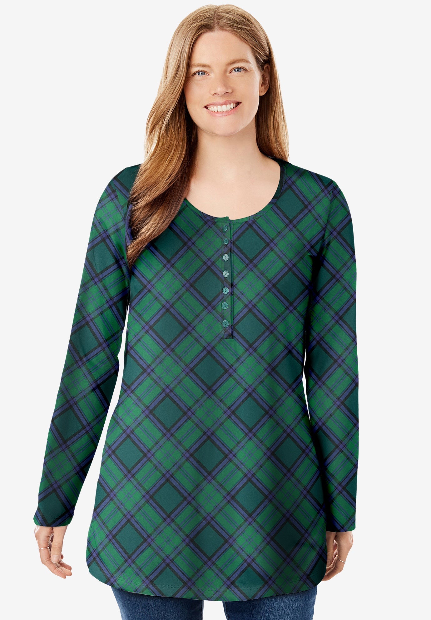 Perfect Printed Long-Sleeve Henley Tee image number 0