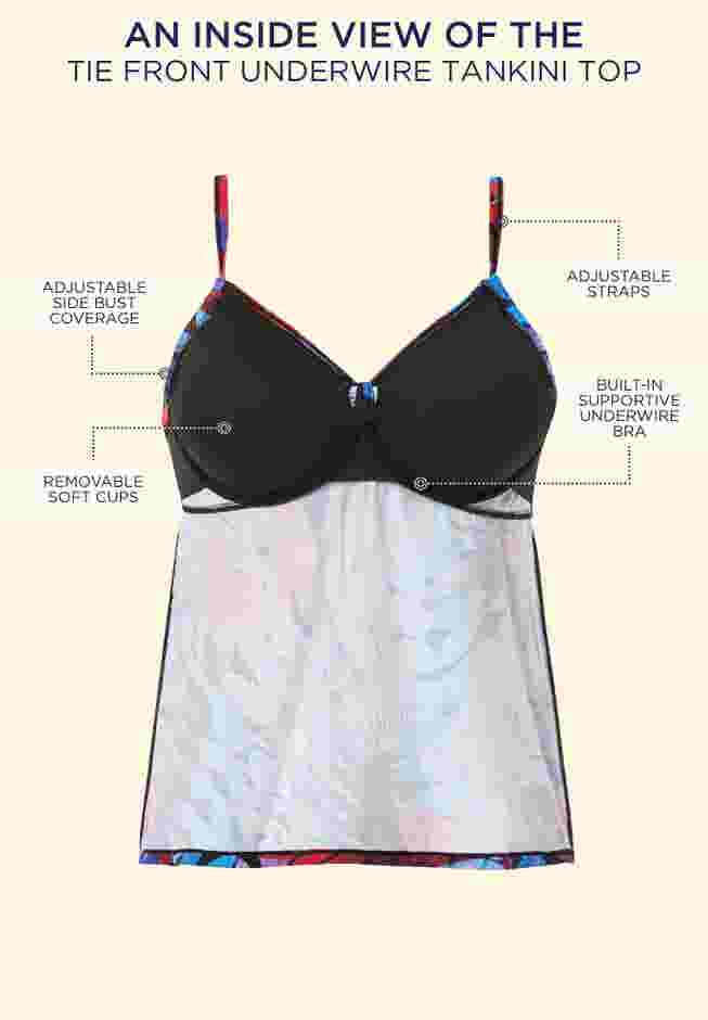 Tie Front Underwire Tankini Top image number 3