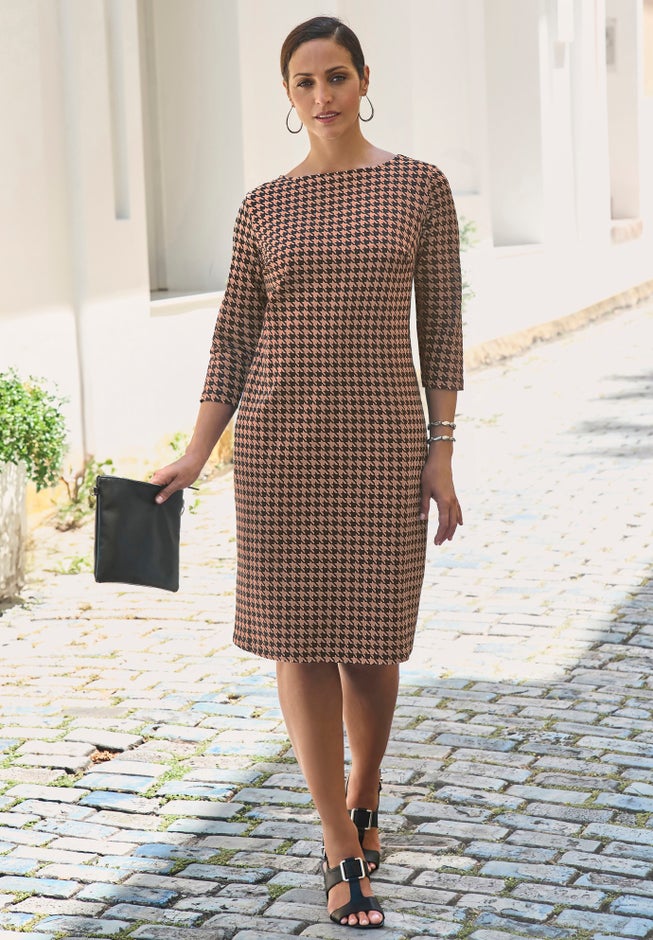 Stretch Cotton Boatneck Shift Dress image number 0