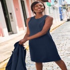 2-Piece Stretch Crepe Single-Breasted Jacket Dress image number null