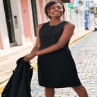 2-Piece Stretch Crepe Single-Breasted Jacket Dress image number null