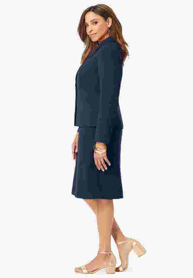 2-Piece Stretch Crepe Single-Breasted Jacket Dress image number 3
