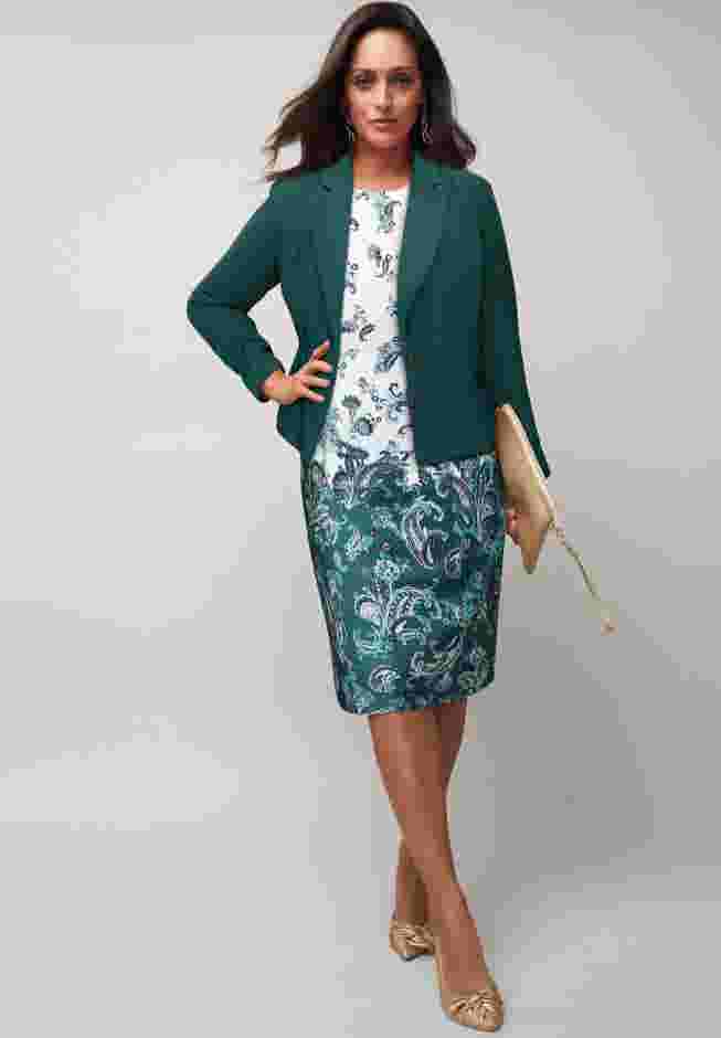 2-Piece Stretch Crepe Single-Breasted Jacket Dress image number 0