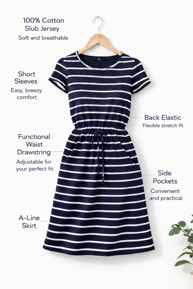 Knit Drawstring Dress for Weekend Getaways, Golden | Woman Within