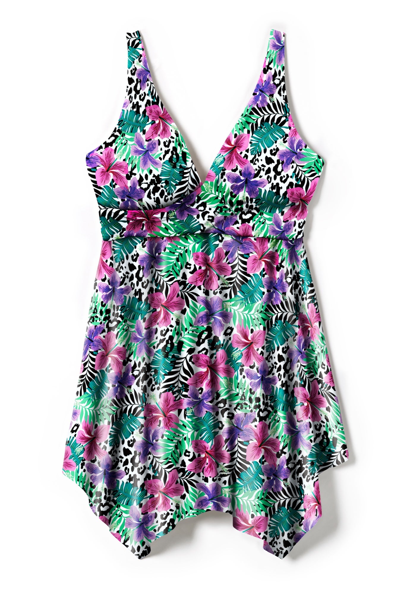 Handkerchief-Hem Two-Piece Swim Dress image number 4