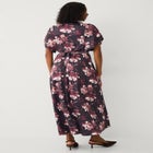Stretch Knit Fit And Flare Elbow-Length Sleeve Tie-Back Maxi Dress image number null