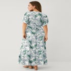 Stretch Knit Fit And Flare Elbow-Length Sleeve Tie-Back Maxi Dress image number null