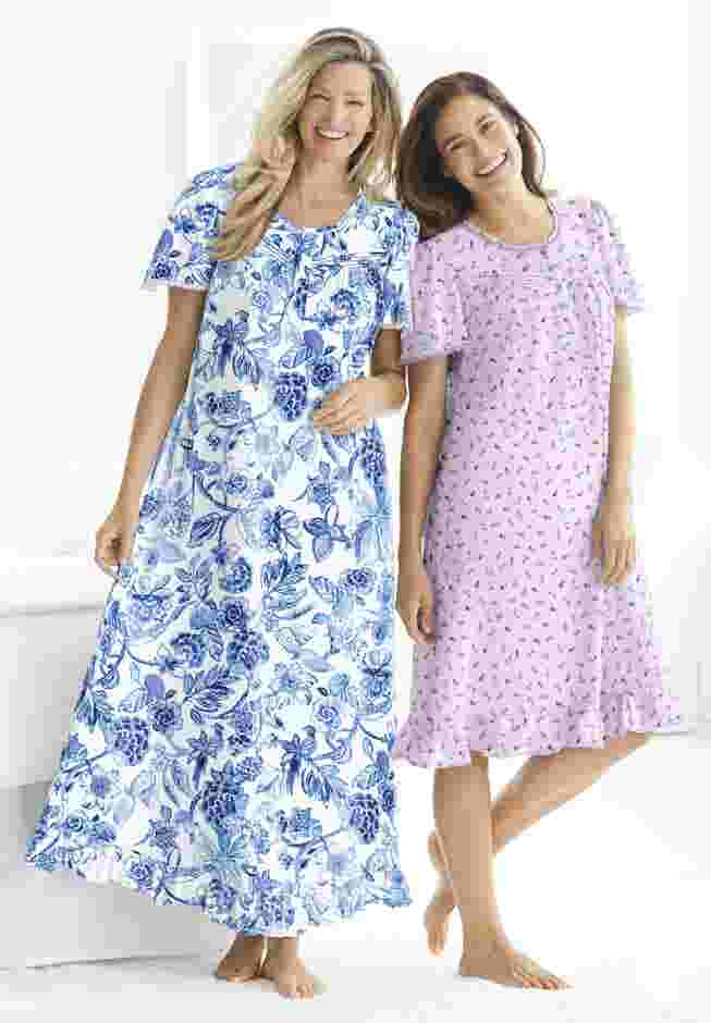 Long Floral Print Cotton Gown image number 4