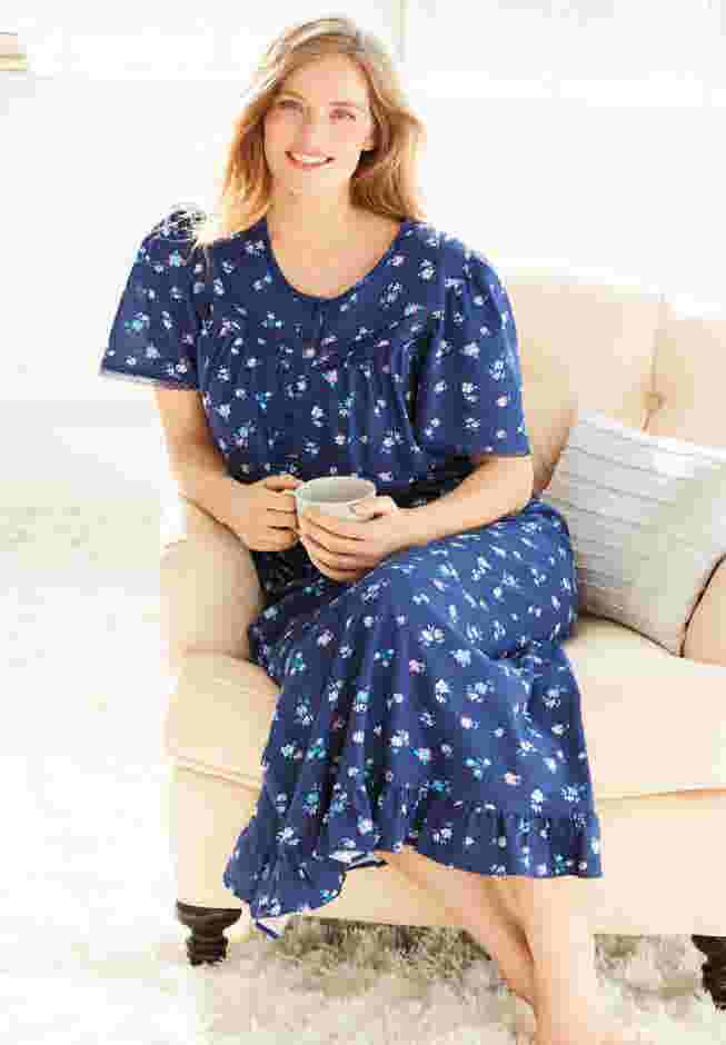 Long Floral Print Cotton Gown image number 5