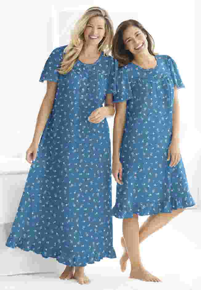 Long Floral Print Cotton Gown image number 6