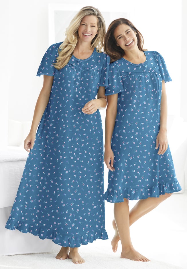 Long Floral Print Cotton Gown image number 7