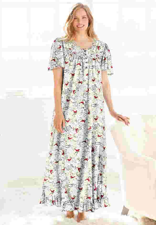 Long Floral Print Cotton Gown image number 0