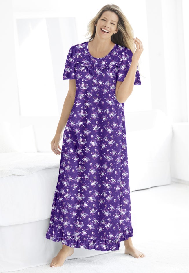 Long Floral Print Cotton Gown image number 0
