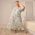 Long Floral Print Cotton Gown image number null