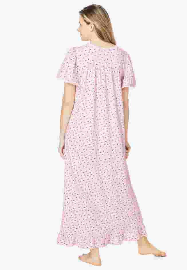 Long Floral Print Cotton Gown image number 1