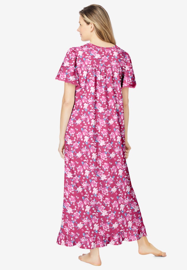 Long Floral Print Cotton Gown image number 1
