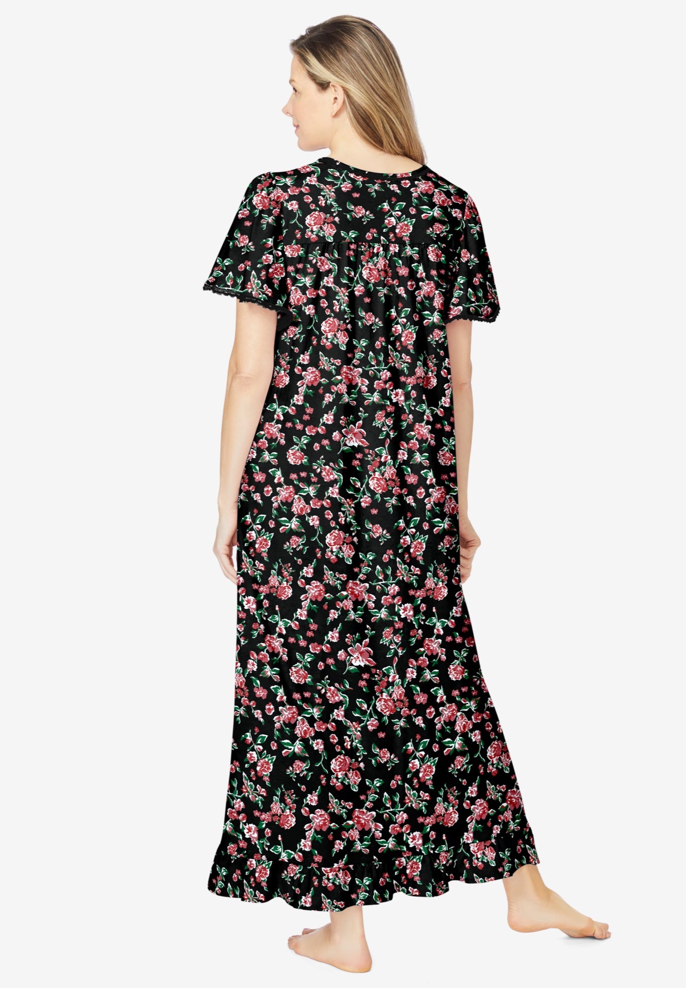 Long Floral Print Cotton Gown image number 1