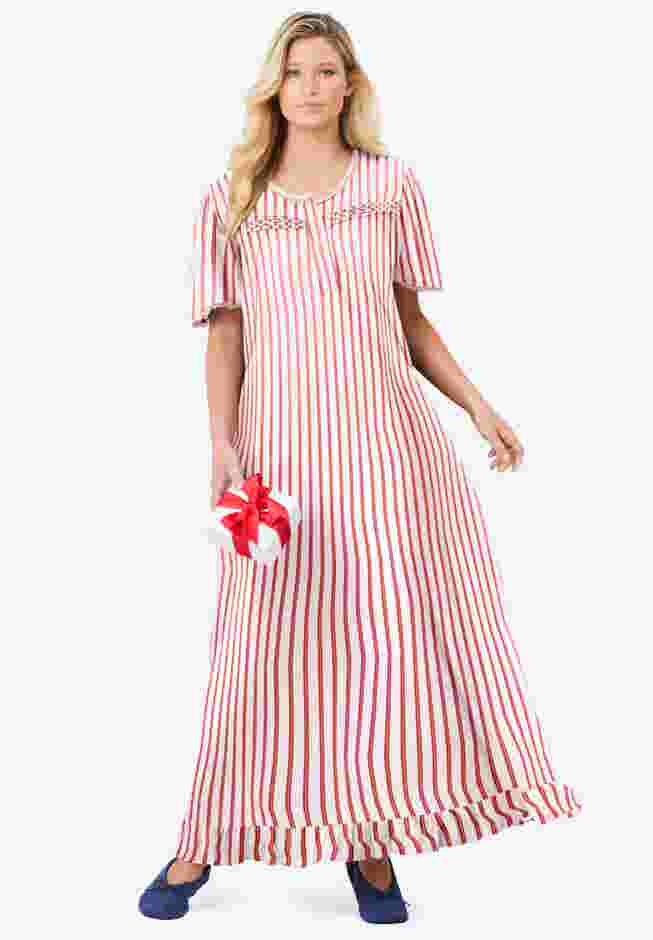 Long Floral Print Cotton Gown image number 0