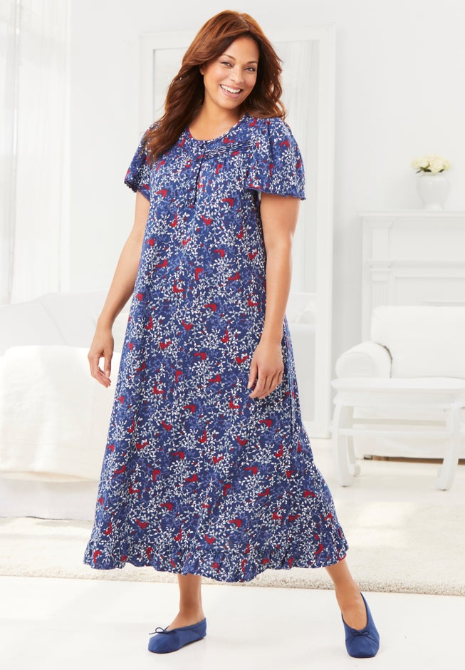 Long Floral Print Cotton Gown image number 8