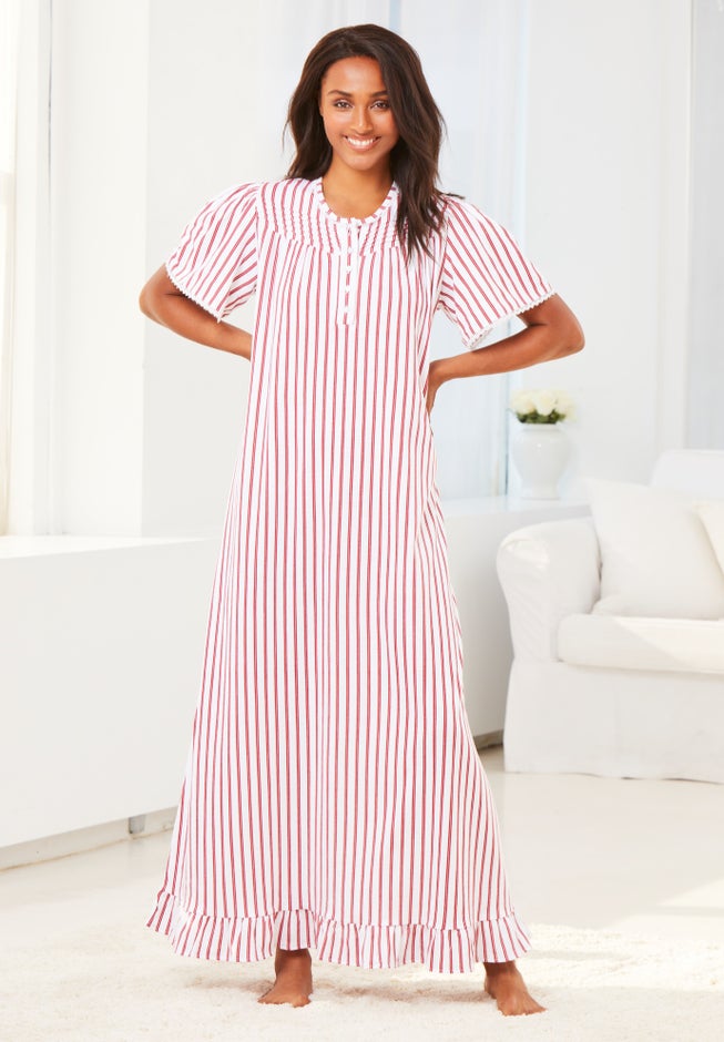 Long Floral Print Cotton Gown image number 6