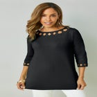 Stretch Cotton Lattice Boatneck Tunic image number null